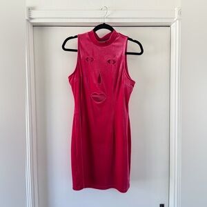 Fashion Brand Company Hot Pink Velvet Face Cut Out Dress 🩷💖